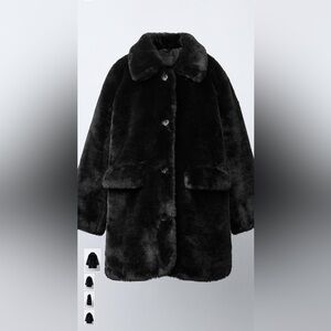 Zara Black Faux Fur Coat for Kids
